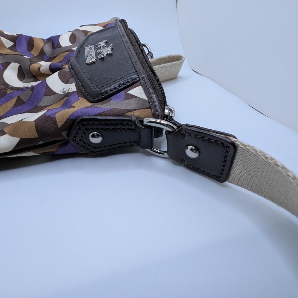 Coach Madison Signature Op Art Chainlink Multicolor Crossbody Chestnut/ Purple - Picture 9 of 11